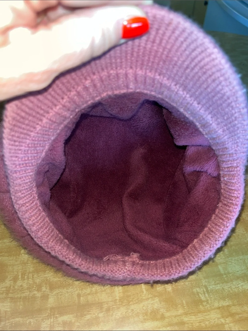 Source Unknown Pink Angora Newsboy Cap with Pearl Embellishment